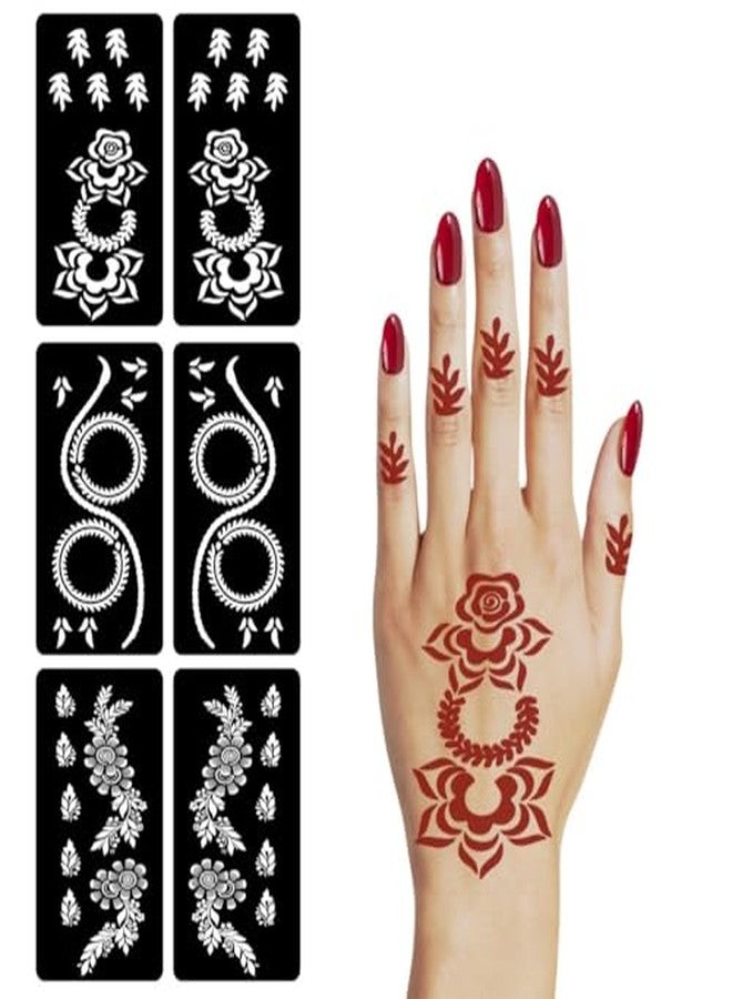 VANVATI Combo Mehndi Stencil Sticker Featuring Flower Patterns for Parties Festivals and Special Functions - Image 1